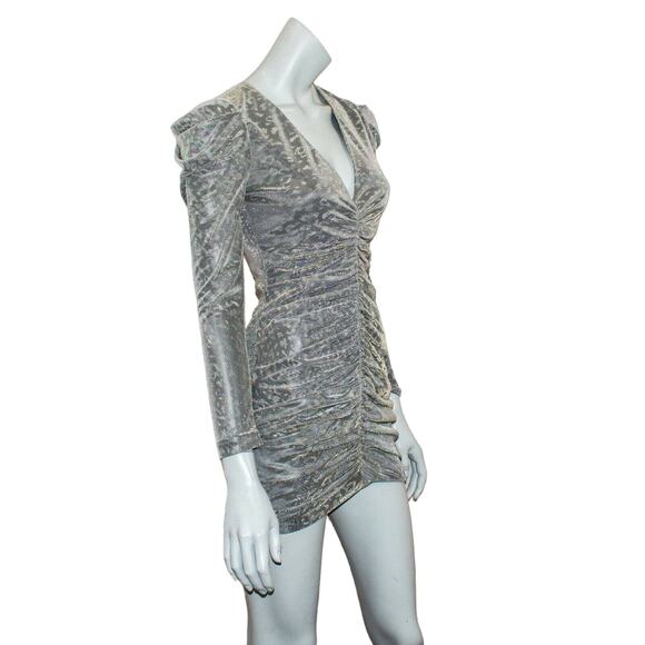 New Jonathan Simkhai Metallic Leopard Mini Dress Silver Size 2 $417 - Picture 5 of 11